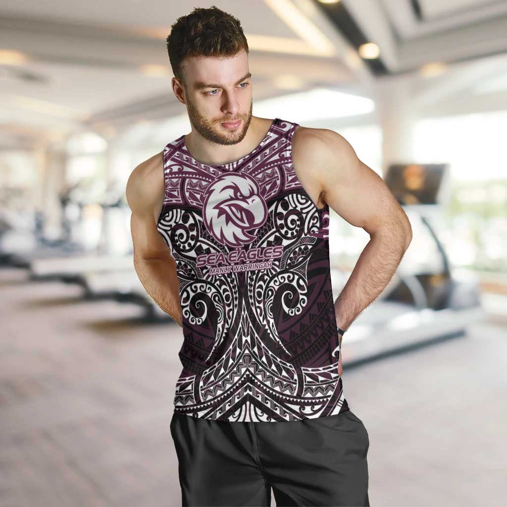 Personalized Manly Warringah Sea Eagles Men Tank Top Polynesian Tribal Pattern Style