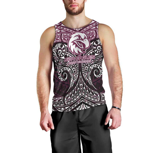 Personalized Manly Warringah Sea Eagles Men Tank Top Polynesian Tribal Pattern Style