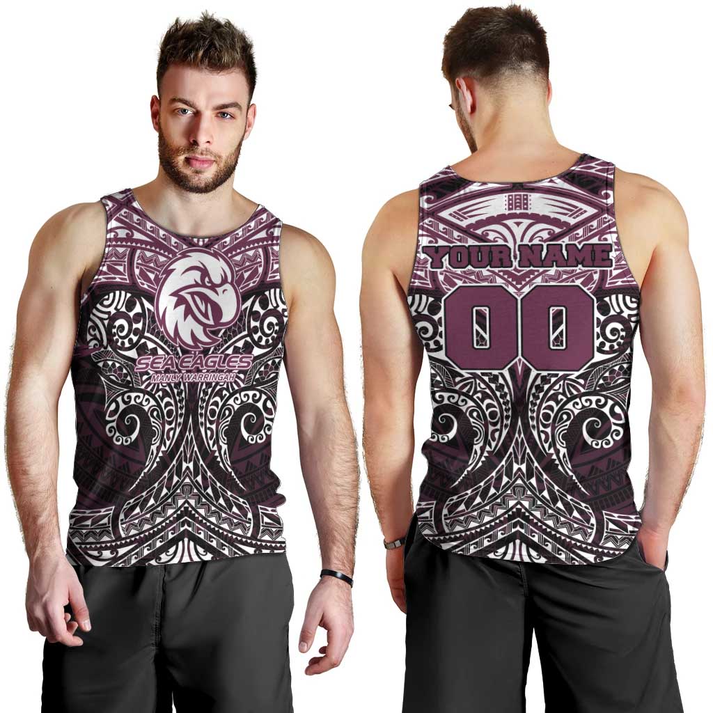 Personalized Manly Warringah Sea Eagles Men Tank Top Polynesian Tribal Pattern Style