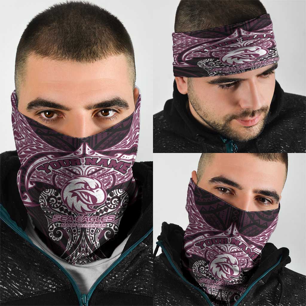 Personalized Manly Warringah Sea Eagles Neck Gaiter Polynesian Tribal Pattern Style