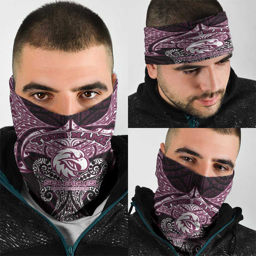 Personalized Manly Warringah Sea Eagles Neck Gaiter Polynesian Tribal Pattern Style