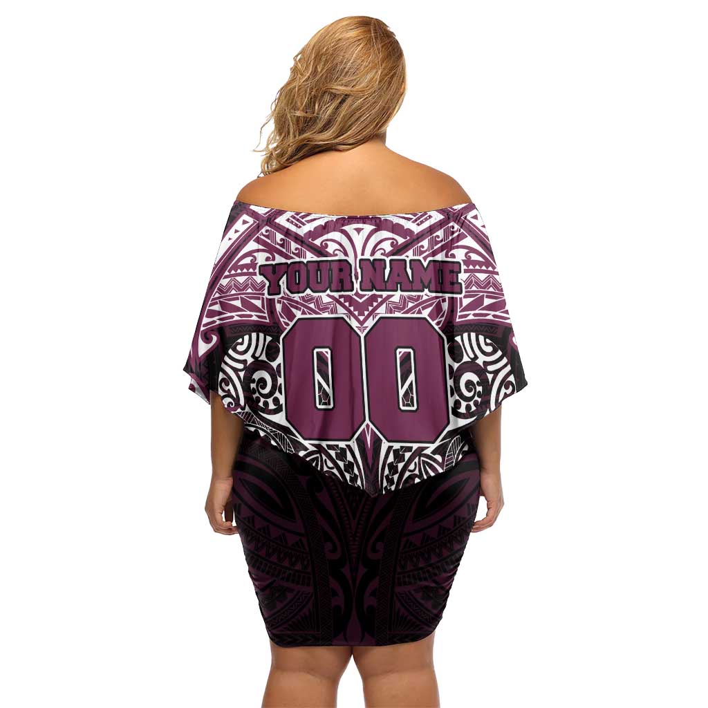 Personalized Manly Warringah Sea Eagles Off Shoulder Short Dress Polynesian Tribal Pattern Style