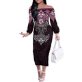Personalized Manly Warringah Sea Eagles Off The Shoulder Long Sleeve Dress Polynesian Tribal Pattern Style