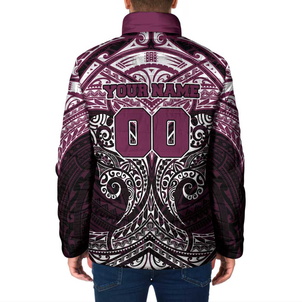 Personalized Manly Warringah Sea Eagles Padded Jacket Polynesian Tribal Pattern Style