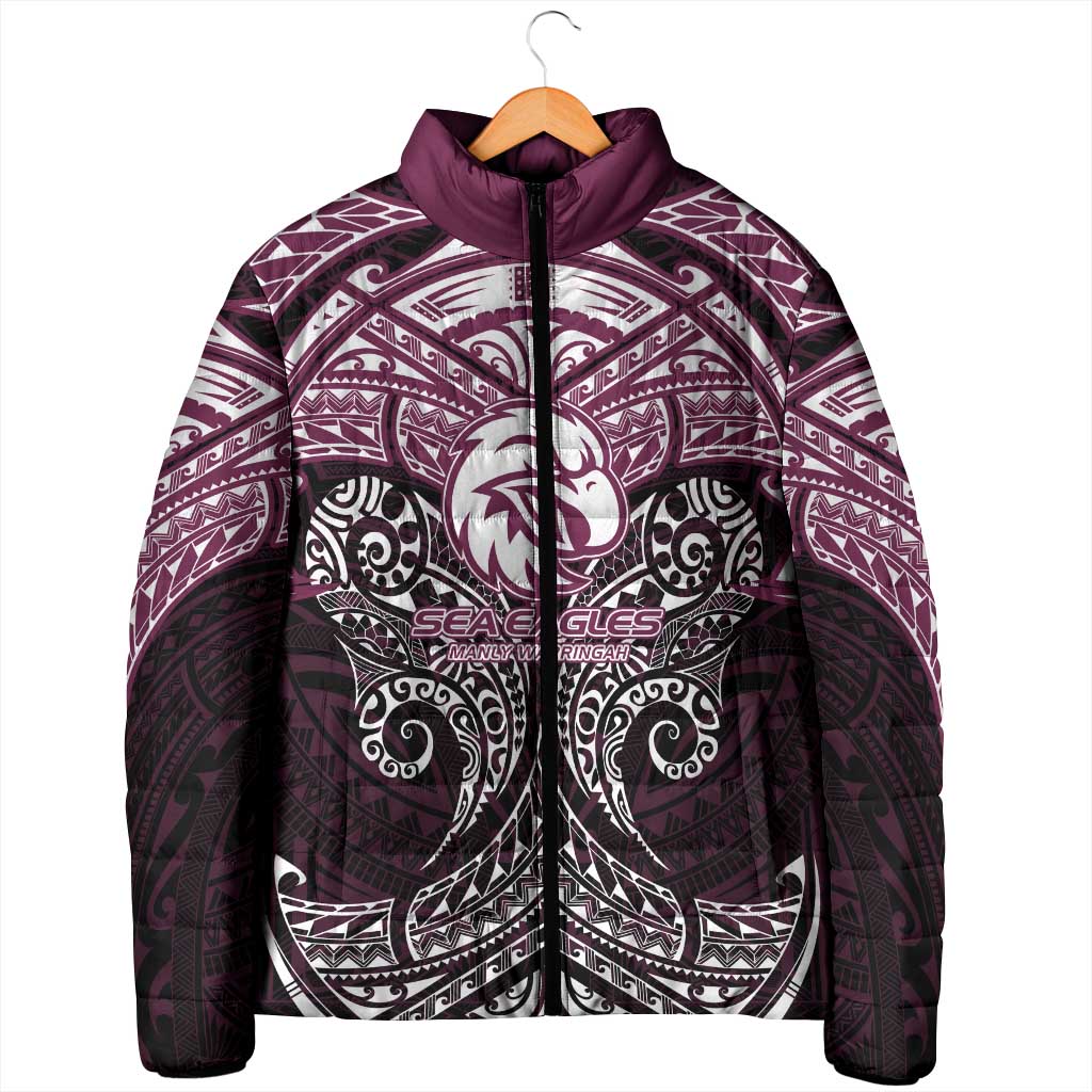 Personalized Manly Warringah Sea Eagles Padded Jacket Polynesian Tribal Pattern Style