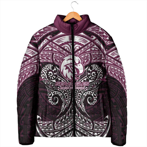 Personalized Manly Warringah Sea Eagles Padded Jacket Polynesian Tribal Pattern Style