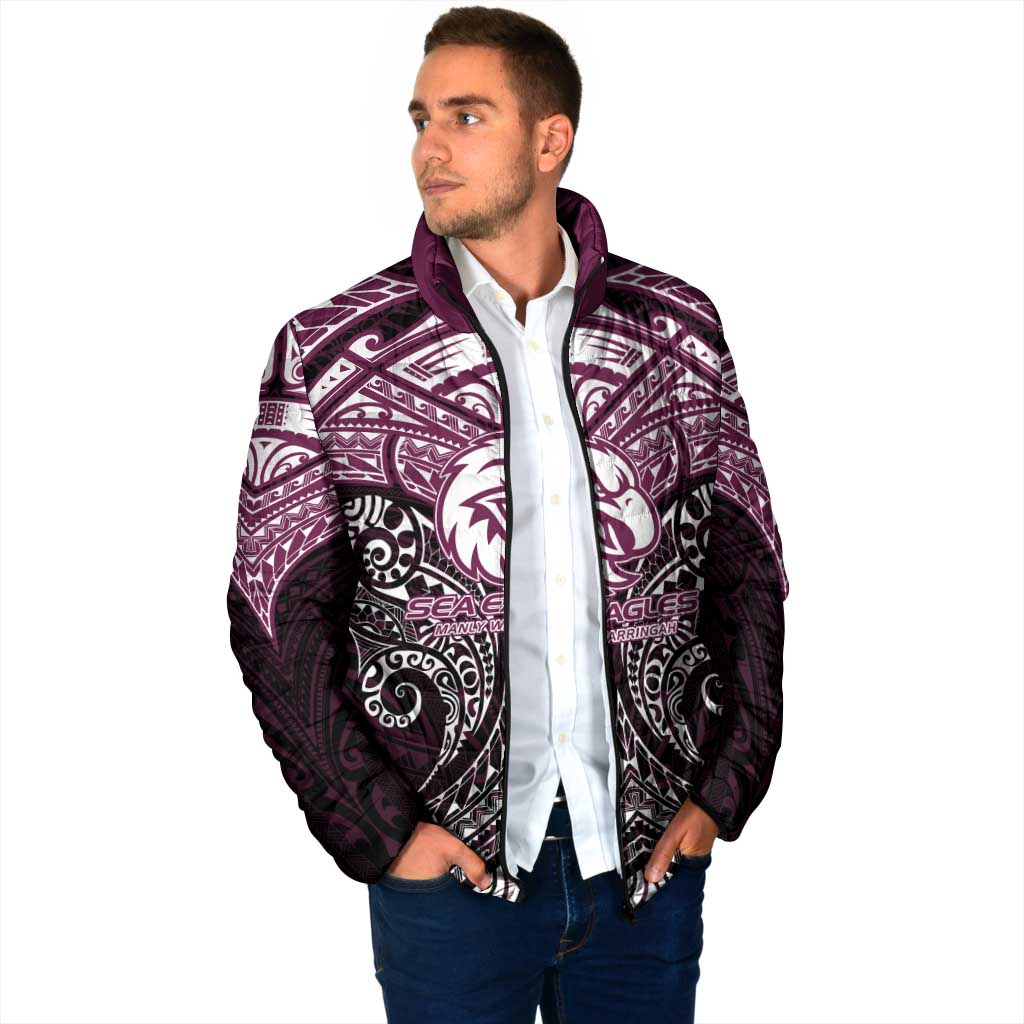 Personalized Manly Warringah Sea Eagles Padded Jacket Polynesian Tribal Pattern Style