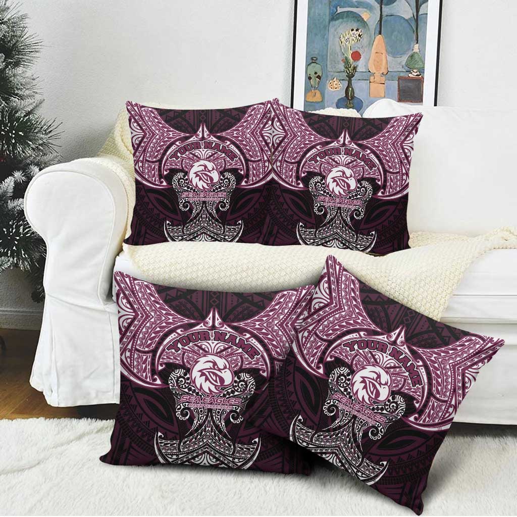 Personalized Manly Warringah Sea Eagles Pillow Cover Polynesian Tribal Pattern Style