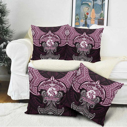 Personalized Manly Warringah Sea Eagles Pillow Cover Polynesian Tribal Pattern Style