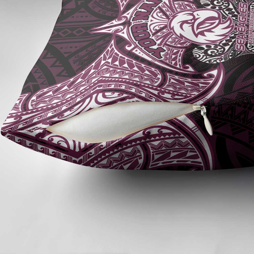 Personalized Manly Warringah Sea Eagles Pillow Cover Polynesian Tribal Pattern Style