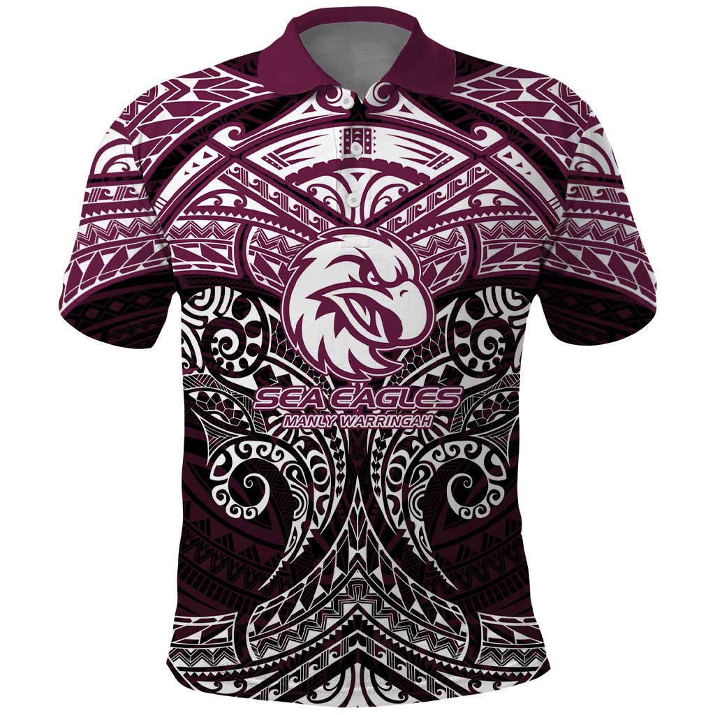 Personalized Manly Warringah Sea Eagles Polo Shirt Polynesian Tribal Pattern Style