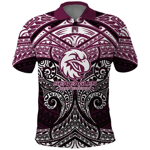 Personalized Manly Warringah Sea Eagles Polo Shirt Polynesian Tribal Pattern Style