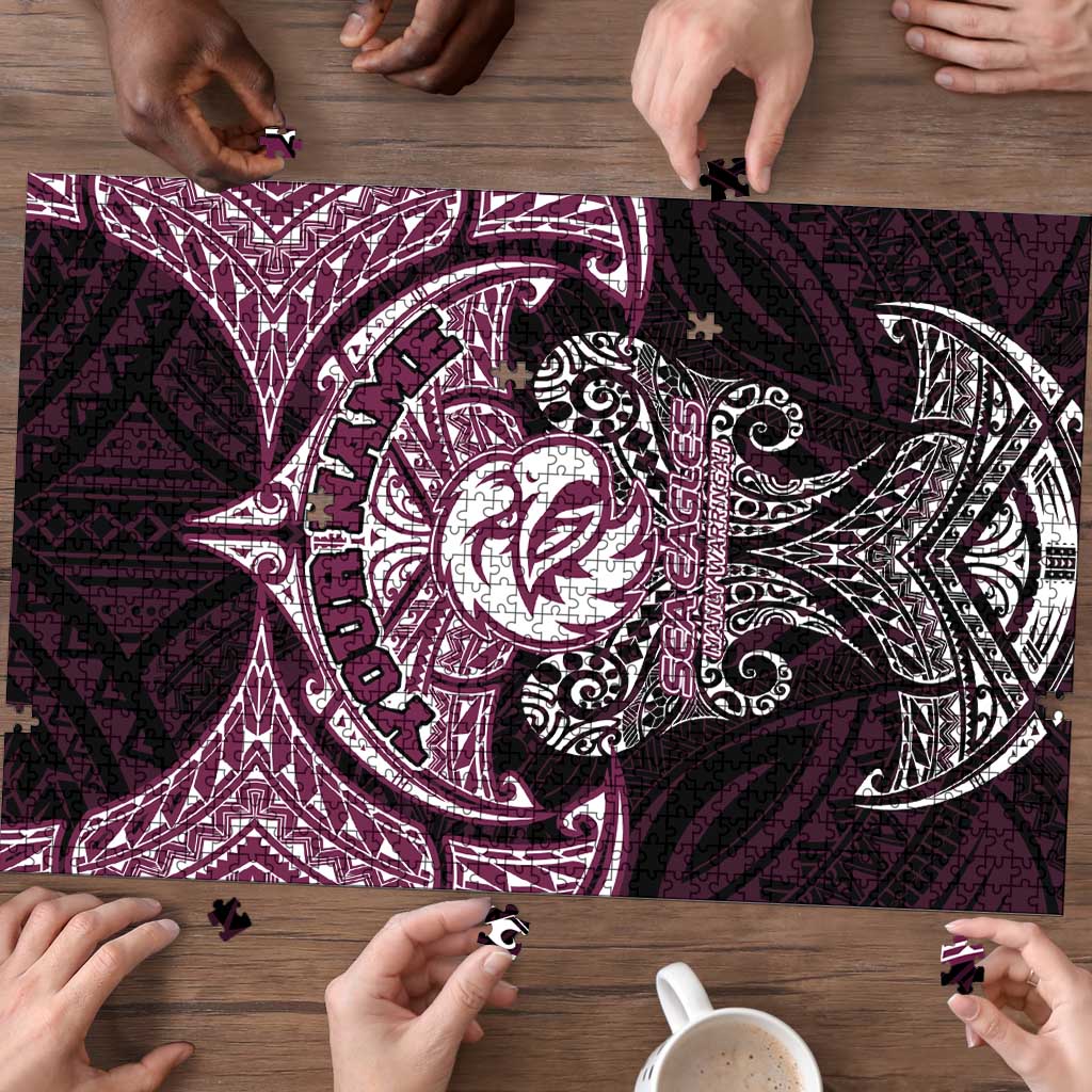Personalized Manly Warringah Sea Eagles Puzzle Polynesian Tribal Pattern Style
