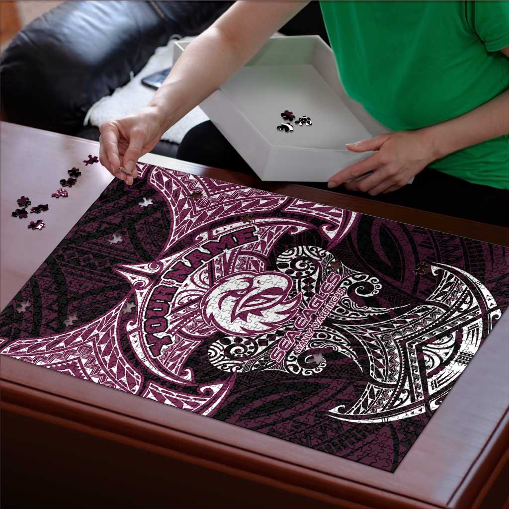 Personalized Manly Warringah Sea Eagles Puzzle Polynesian Tribal Pattern Style