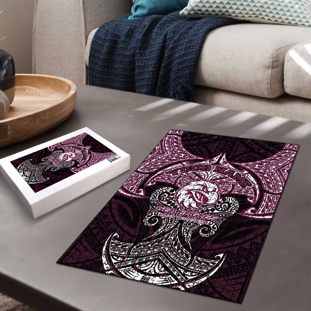 Personalized Manly Warringah Sea Eagles Puzzle Polynesian Tribal Pattern Style
