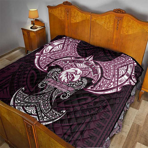 Personalized Manly Warringah Sea Eagles Quilt Polynesian Tribal Pattern Style