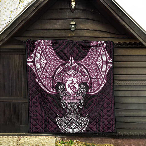 Personalized Manly Warringah Sea Eagles Quilt Polynesian Tribal Pattern Style