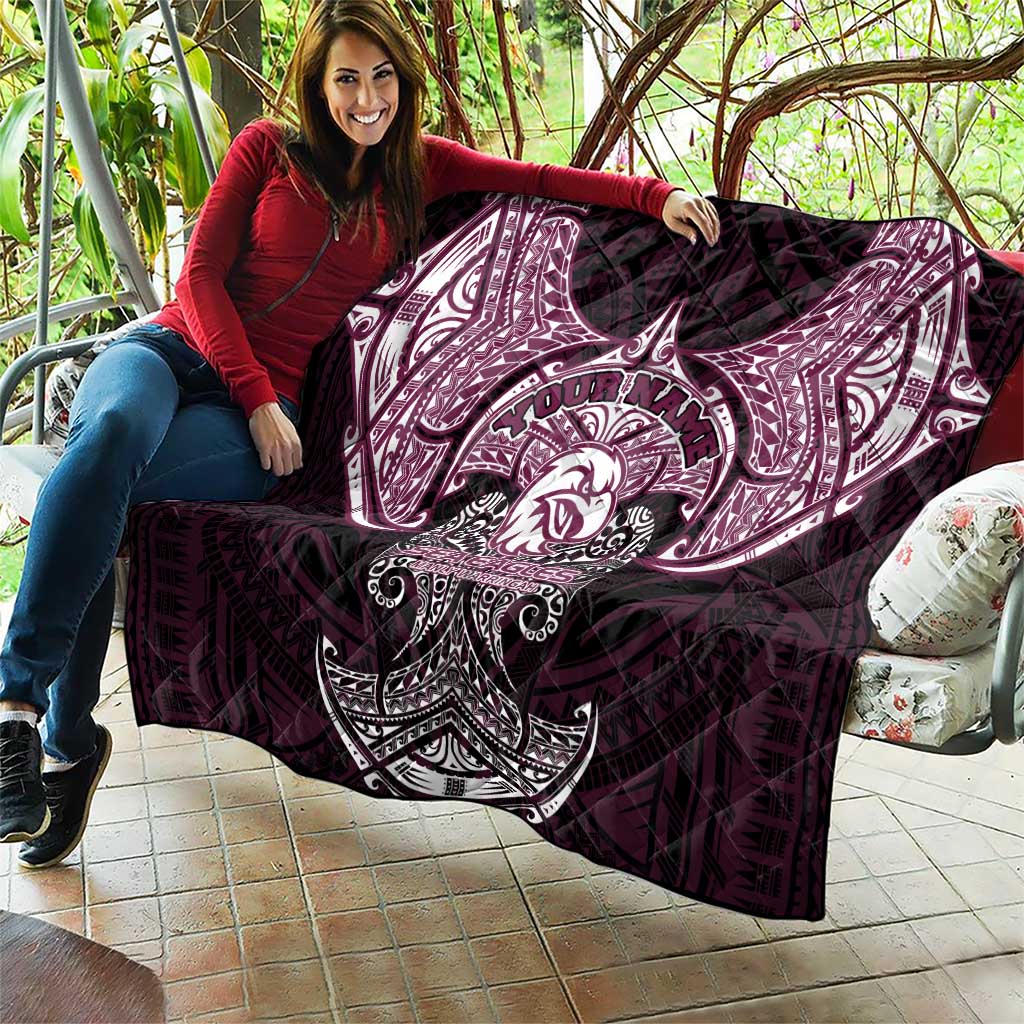 Personalized Manly Warringah Sea Eagles Quilt Polynesian Tribal Pattern Style