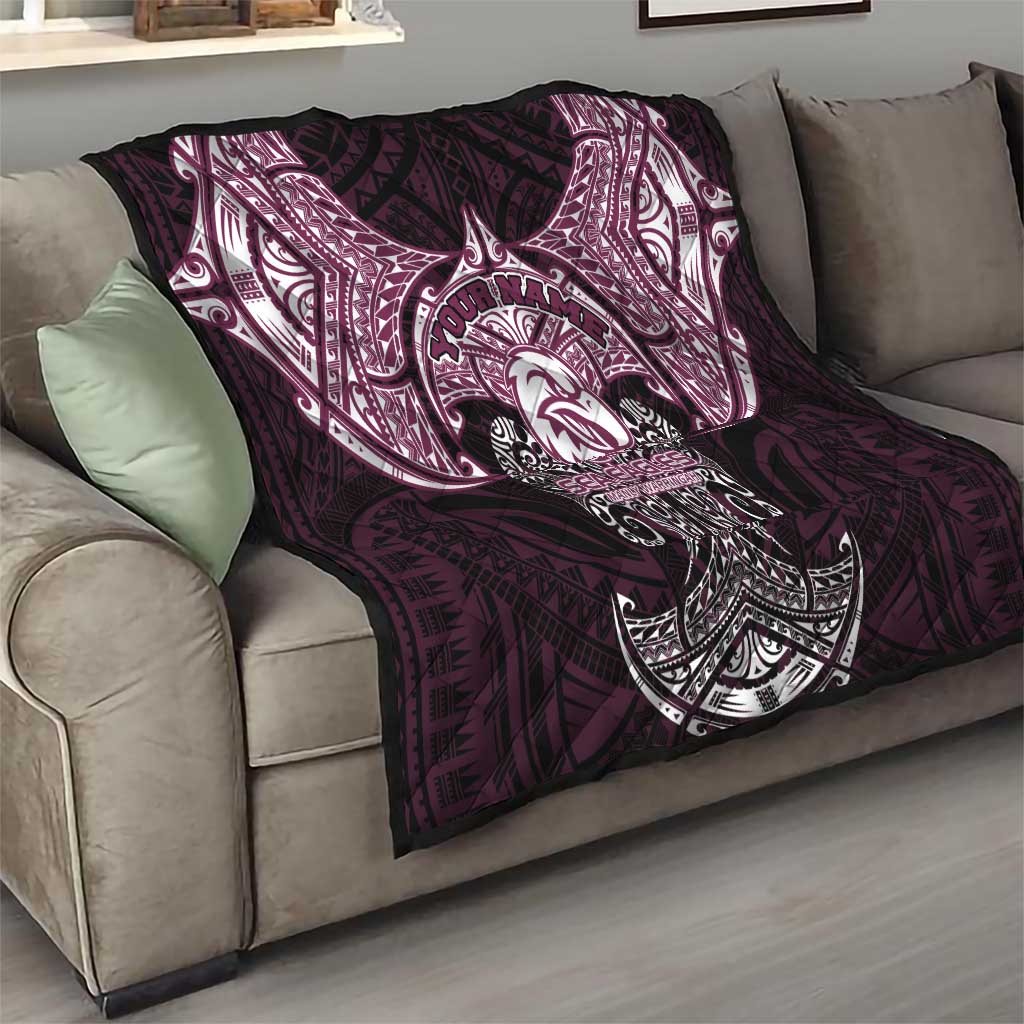 Personalized Manly Warringah Sea Eagles Quilt Polynesian Tribal Pattern Style