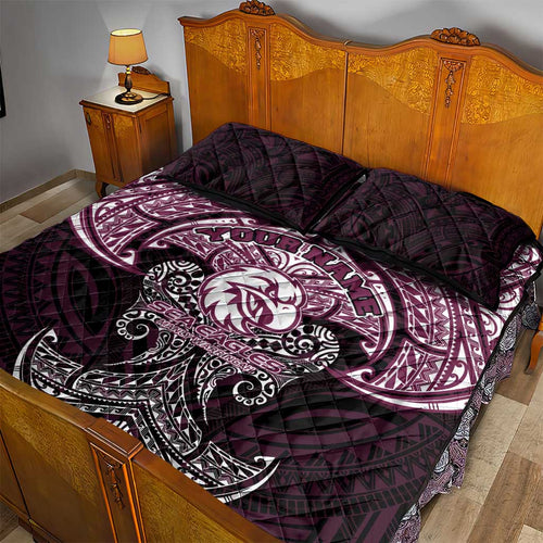 Personalized Manly Warringah Sea Eagles Quilt Bed Set Polynesian Tribal Pattern Style