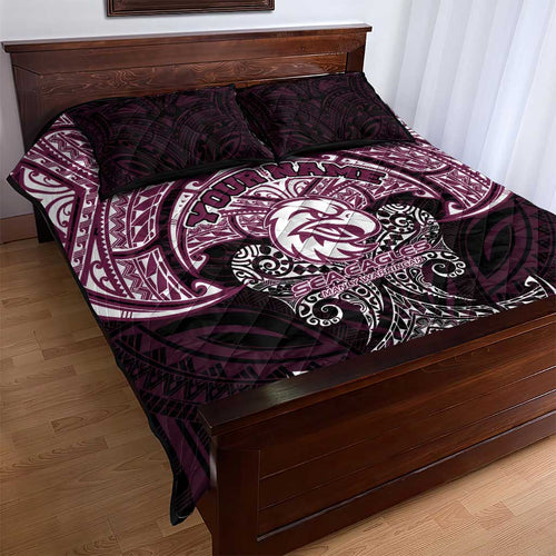 Personalized Manly Warringah Sea Eagles Quilt Bed Set Polynesian Tribal Pattern Style