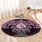 Personalized Manly Warringah Sea Eagles Round Carpet Polynesian Tribal Pattern Style