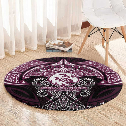 Personalized Manly Warringah Sea Eagles Round Carpet Polynesian Tribal Pattern Style