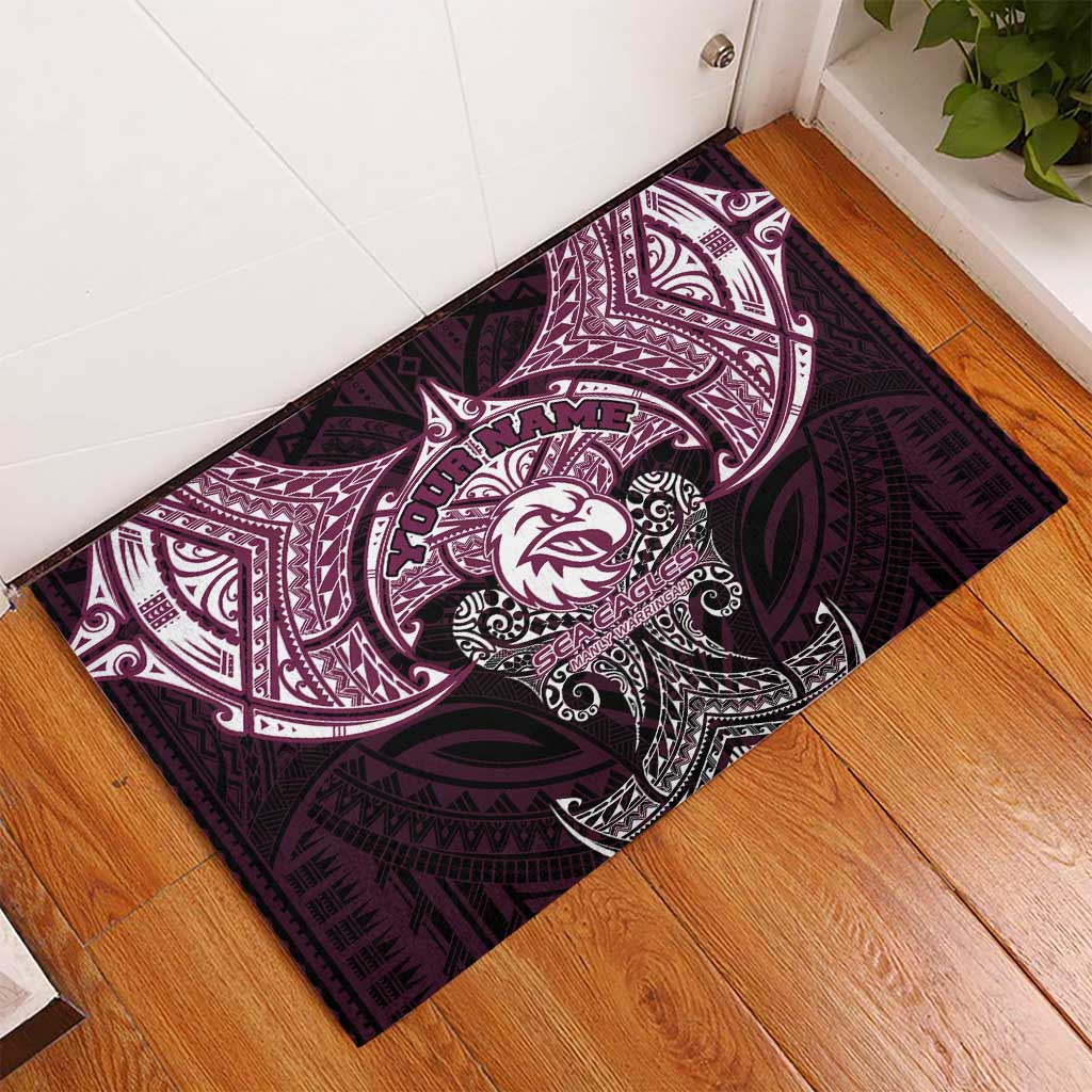Personalized Manly Warringah Sea Eagles Rubber Doormat Polynesian Tribal Pattern Style