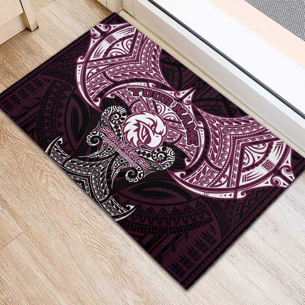 Personalized Manly Warringah Sea Eagles Rubber Doormat Polynesian Tribal Pattern Style