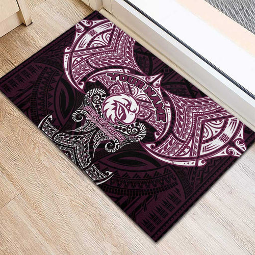 Personalized Manly Warringah Sea Eagles Rubber Doormat Polynesian Tribal Pattern Style