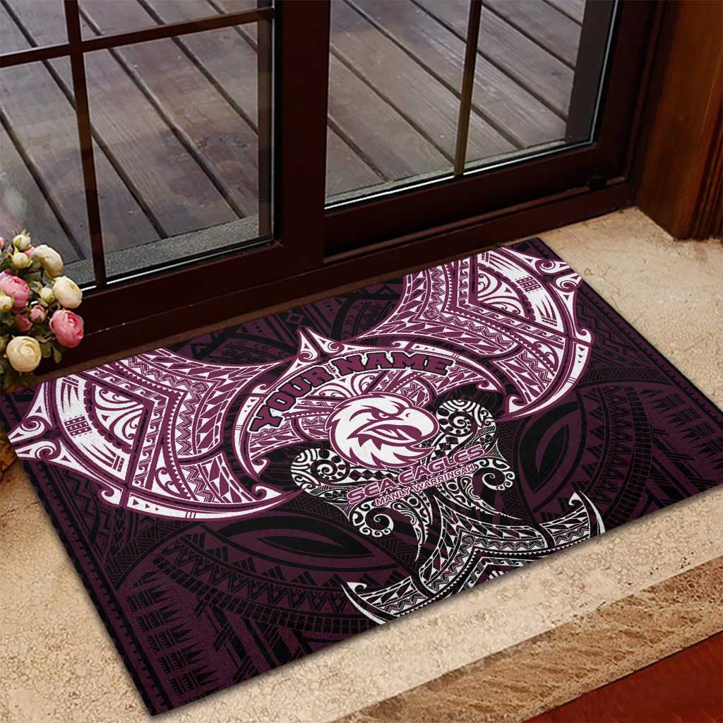 Personalized Manly Warringah Sea Eagles Rubber Doormat Polynesian Tribal Pattern Style