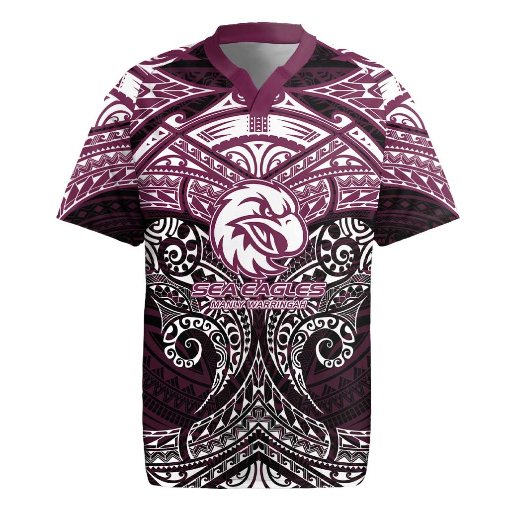 Personalized Manly Warringah Sea Eagles Rugby Jersey Polynesian Tribal Pattern Style