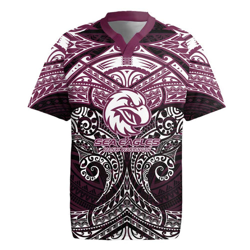Personalized Manly Warringah Sea Eagles Rugby Jersey Polynesian Tribal Pattern Style