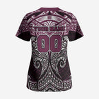Personalized Manly Warringah Sea Eagles Scrub Top Polynesian Tribal Pattern Style