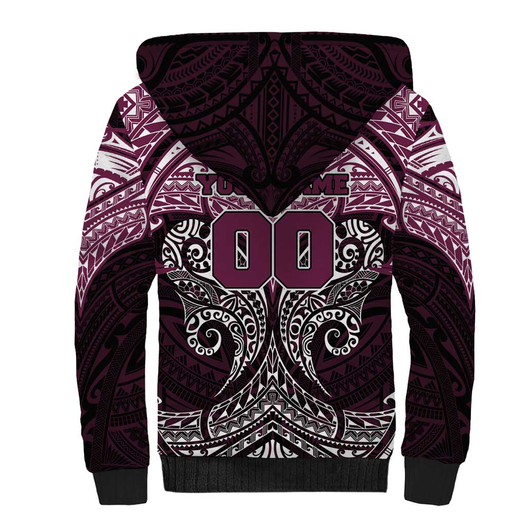 Personalized Manly Warringah Sea Eagles Sherpa Hoodie Polynesian Tribal Pattern Style