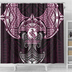 Personalized Manly Warringah Sea Eagles Shower Curtain Polynesian Tribal Pattern Style