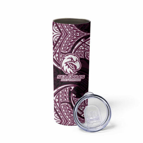 Personalized Manly Warringah Sea Eagles Skinny Tumbler Polynesian Tribal Pattern Style