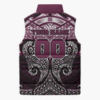 Personalized Manly Warringah Sea Eagles Sleeveless Puffer Jacket Polynesian Tribal Pattern Style