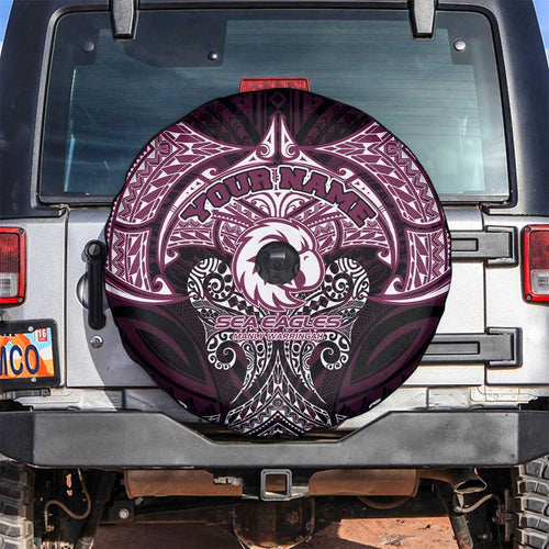 Personalized Manly Warringah Sea Eagles Spare Tire Cover Polynesian Tribal Pattern Style
