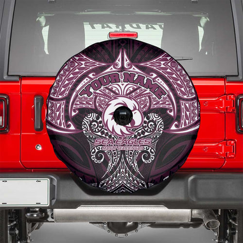 Personalized Manly Warringah Sea Eagles Spare Tire Cover Polynesian Tribal Pattern Style