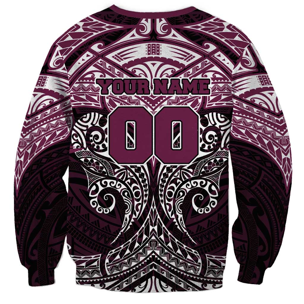 Personalized Manly Warringah Sea Eagles Sweatshirt Polynesian Tribal Pattern Style