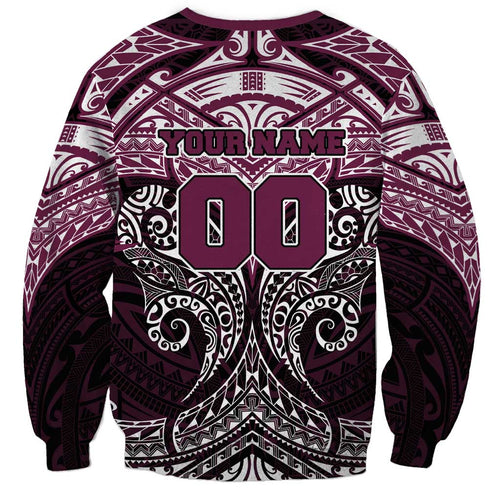 Personalized Manly Warringah Sea Eagles Sweatshirt Polynesian Tribal Pattern Style