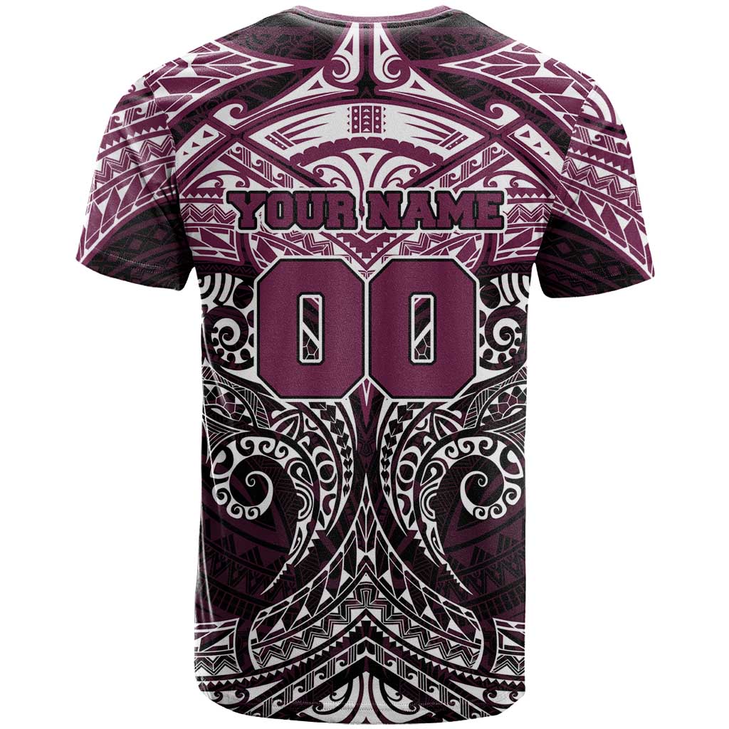 Personalized Manly Warringah Sea Eagles T Shirt Polynesian Tribal Pattern Style