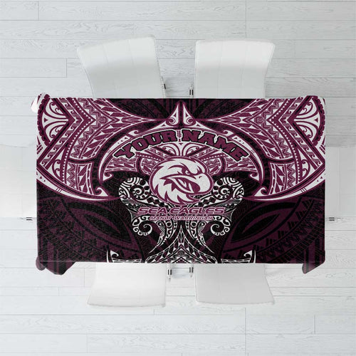 Personalized Manly Warringah Sea Eagles Tablecloth Polynesian Tribal Pattern Style