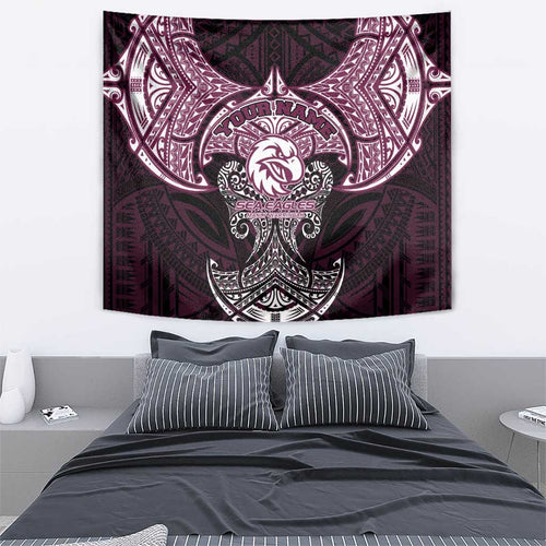 Personalized Manly Warringah Sea Eagles Tapestry Polynesian Tribal Pattern Style