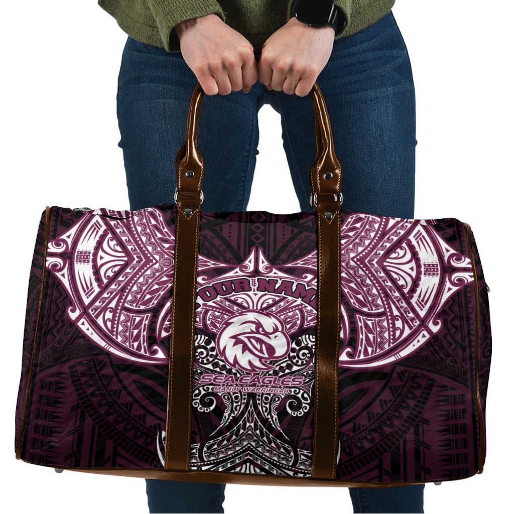 Personalized Manly Warringah Sea Eagles Travel Bag Polynesian Tribal Pattern Style
