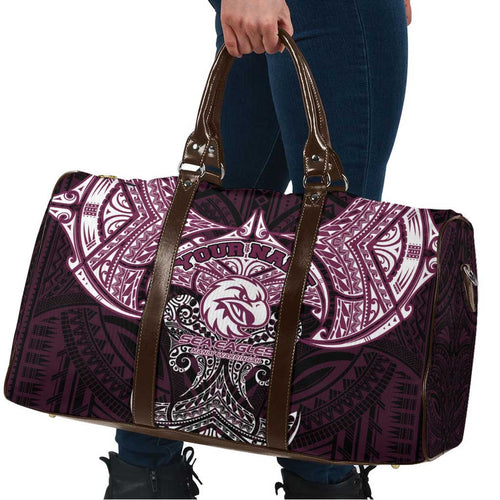 Personalized Manly Warringah Sea Eagles Travel Bag Polynesian Tribal Pattern Style