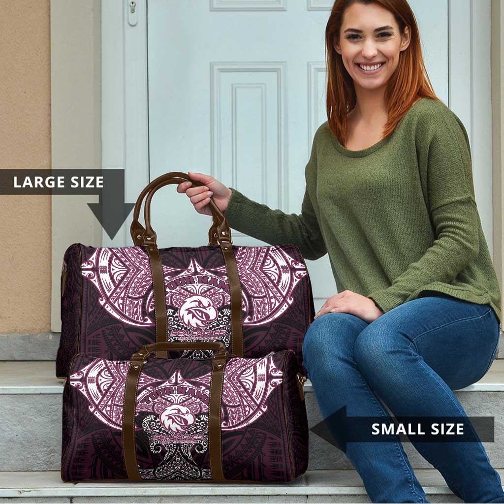 Personalized Manly Warringah Sea Eagles Travel Bag Polynesian Tribal Pattern Style