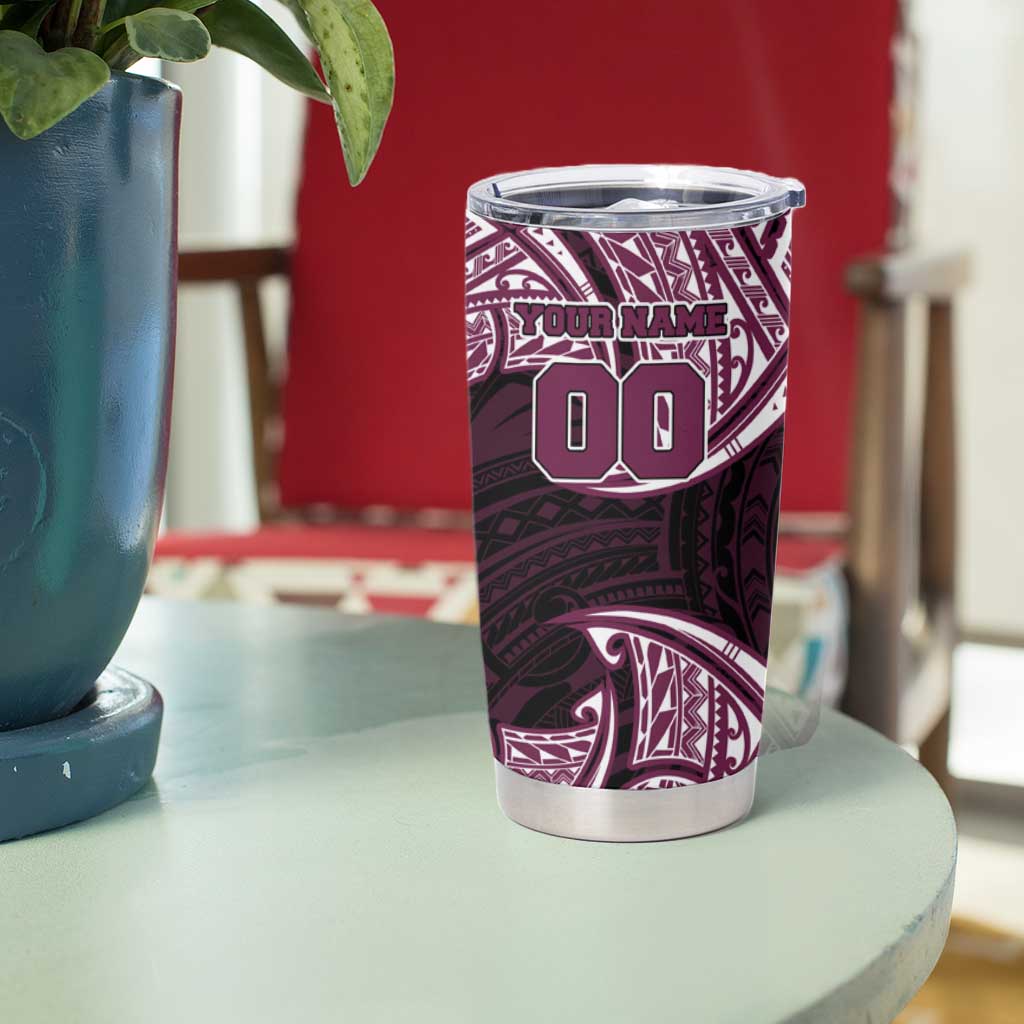Personalized Manly Warringah Sea Eagles Tumbler Cup Polynesian Tribal Pattern Style