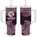 Personalized Manly Warringah Sea Eagles Tumbler With Handle Polynesian Tribal Pattern Style